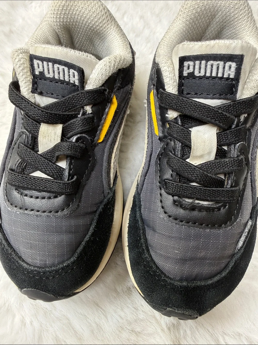 Puma City Rider Electric Sneaker Toddler Boy 7C Child Black Yellow SlipOn Walker